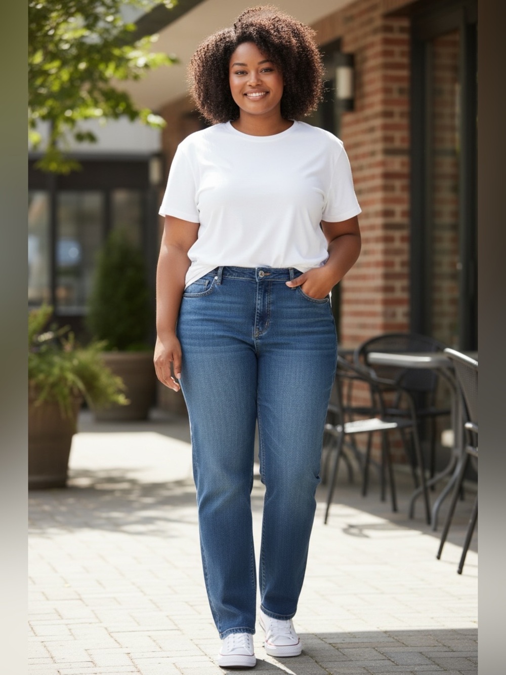 CJ Banks Classic Blue Straight-Leg Women's Jeans